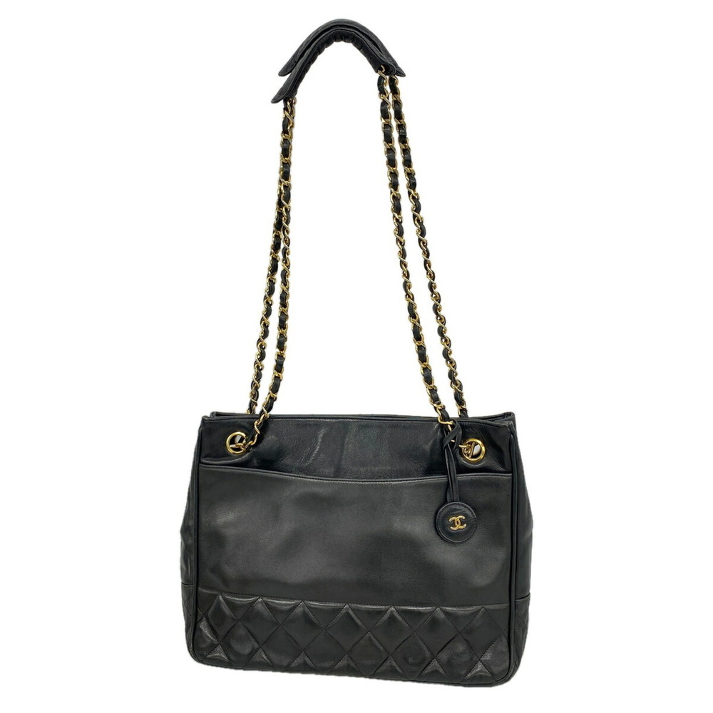 Chanel Matelassé Lambskin Chain Tote Bag, Black, for Women